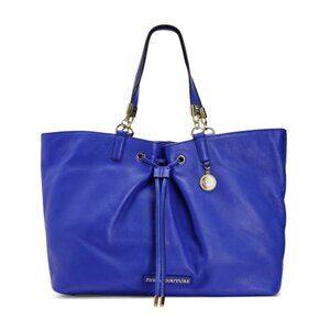 RARE Juicy Couture Leather HUGE Satchel Purse Tote Bag Bristol Blue $328 Large